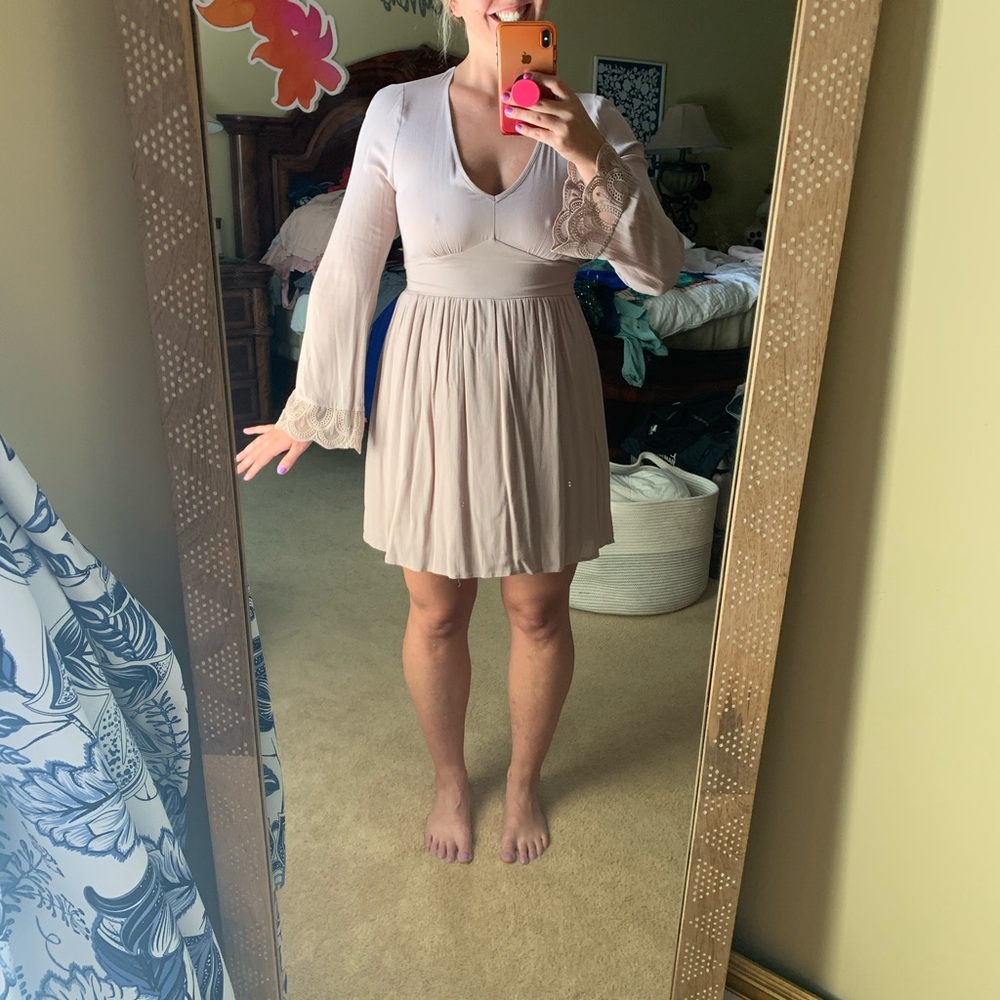 Aldar’d State Light Tan V Neck Dress